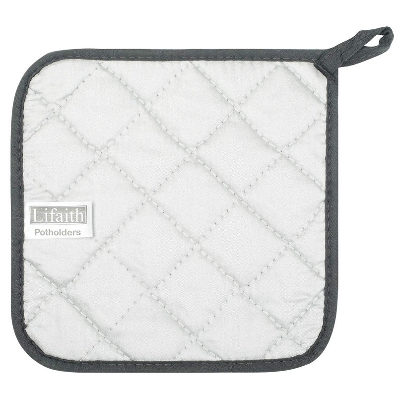lifaith 100% Cotton Kitchen Everyday Basic Terry Pot Holder Heat Resistant Coaster Potholder for Cooking and Baking Set of 5 Mineral Gray - Image 3